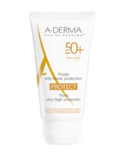 A-Derma Linea Solare Protect SPF50+ Fluido Viso Corpo Protezione Altissima 40 ml